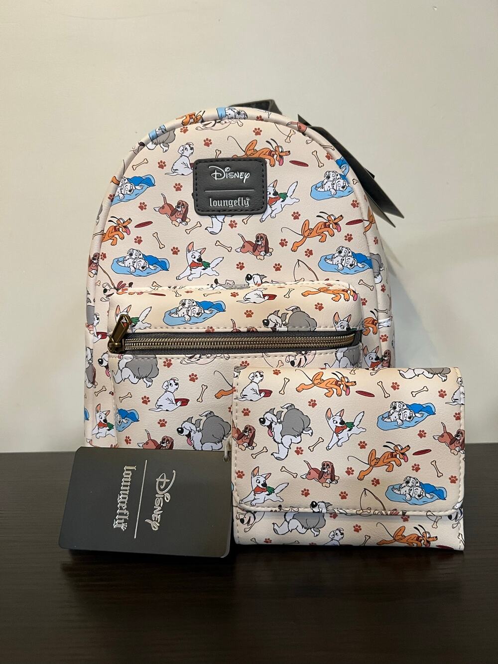 Loungefly Disney Dogs Play Mini Backpack Wallet Set Pluto Max Dalmations